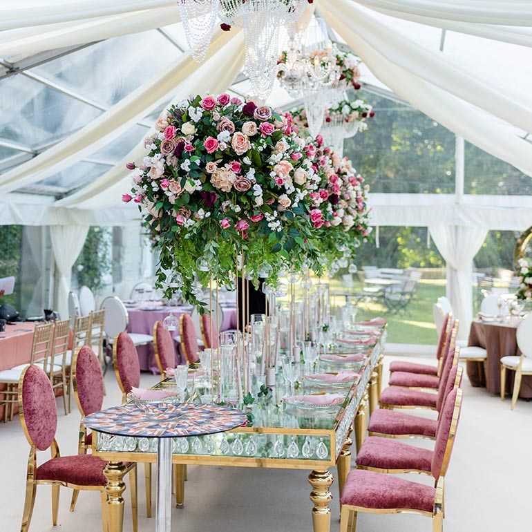 Wedding table with flowers