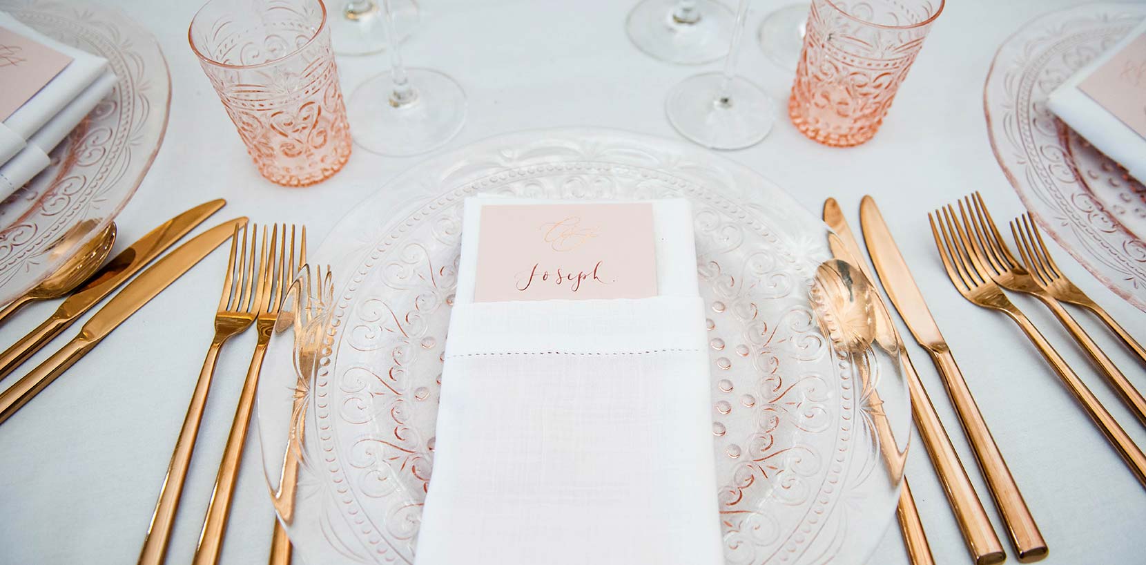 Wedding table place setting at Ragley Hall