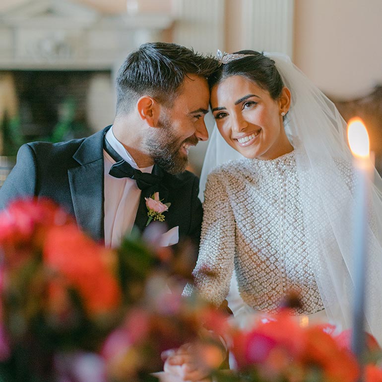 Bride and groom at their wedding at Ragley Hall