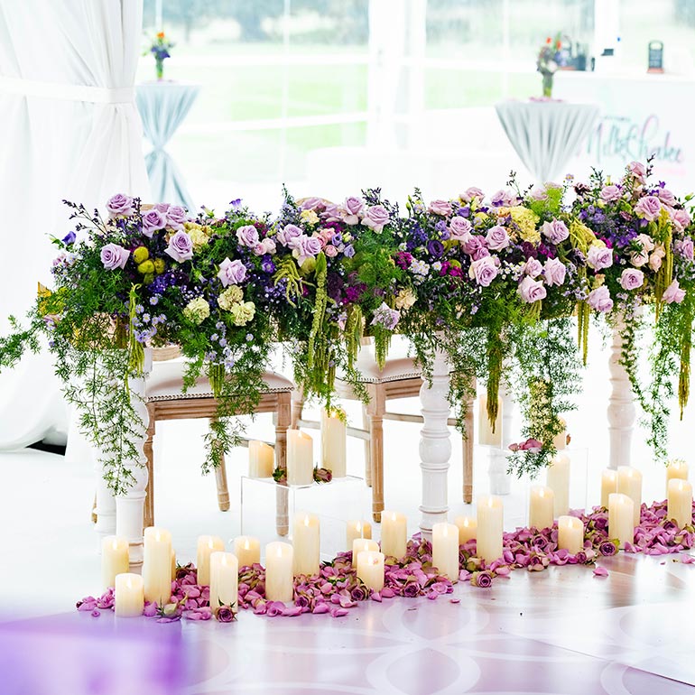 Purple wedding flowers