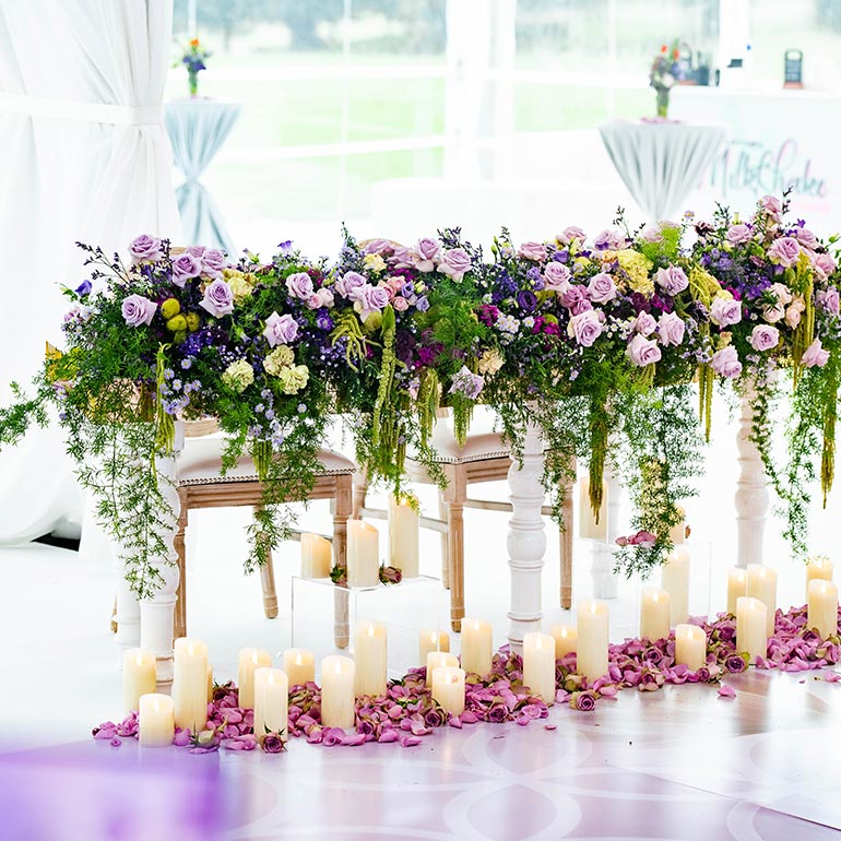 Purple wedding flowers