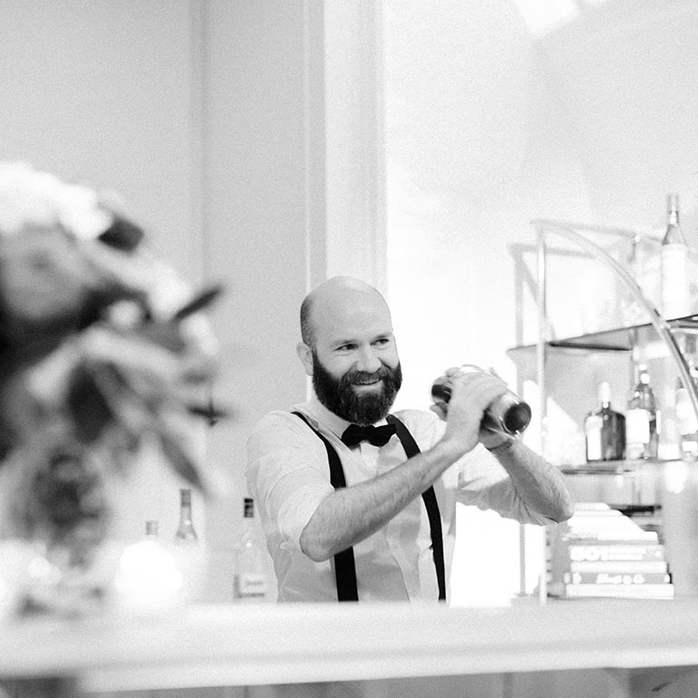 Bartender making cocktail, Ragley Hall Wedding