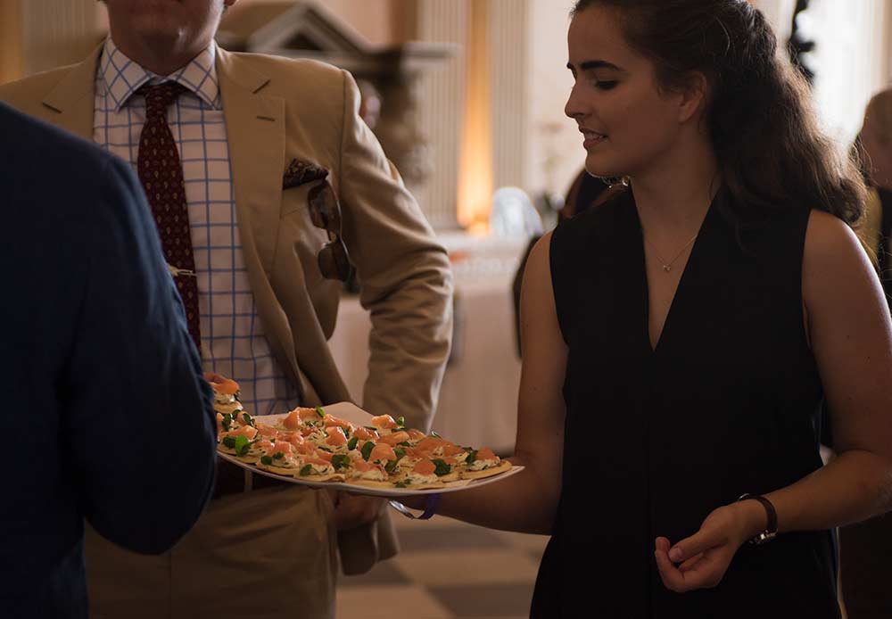 Waitress with canopes at Ragley Hall