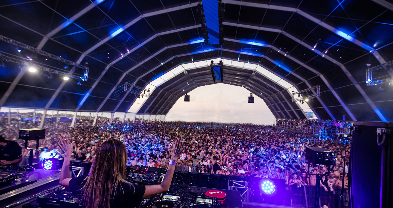 Music Festival covered by large marquee structure